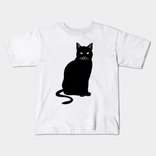 Bored Black Cat Kids T-Shirt